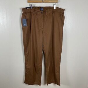GAP Women's XXL Easy Twill Pant Brown Relaxed Fit Elastic Waist NEW